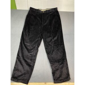 Tommy Bahama Wide Wale Cuffed Corduroy Pants Men's 36x29 Black Pleated Grandpa